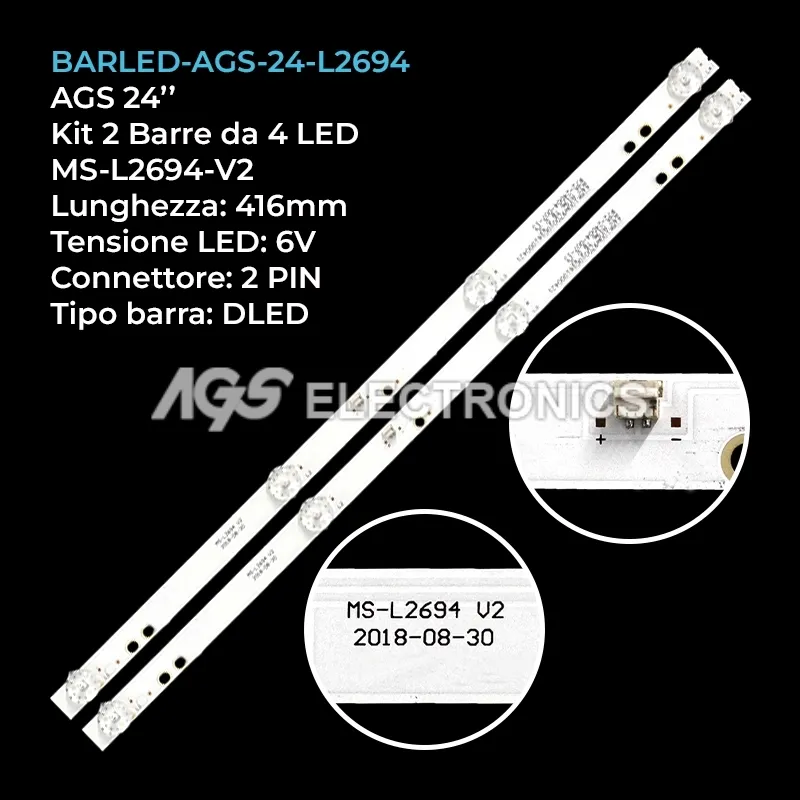 kit 2 barre LED retroilluminazione per Econ 24 pollici modello VHIX24H152WSY