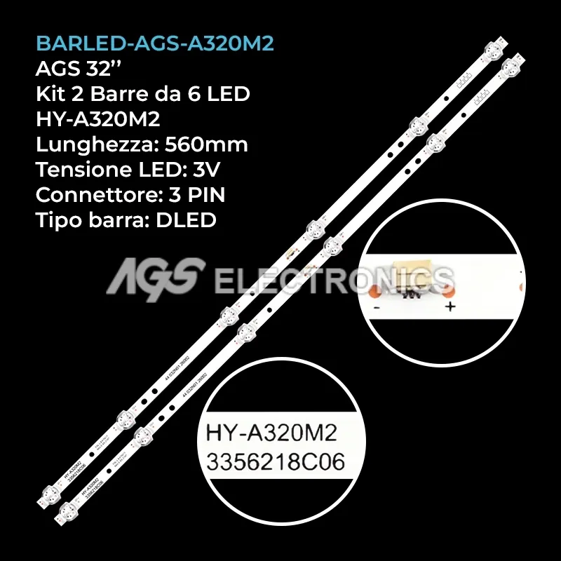 kit 2 barre LED retroilluminazione per Ags 32 pollici modello HX32A32D