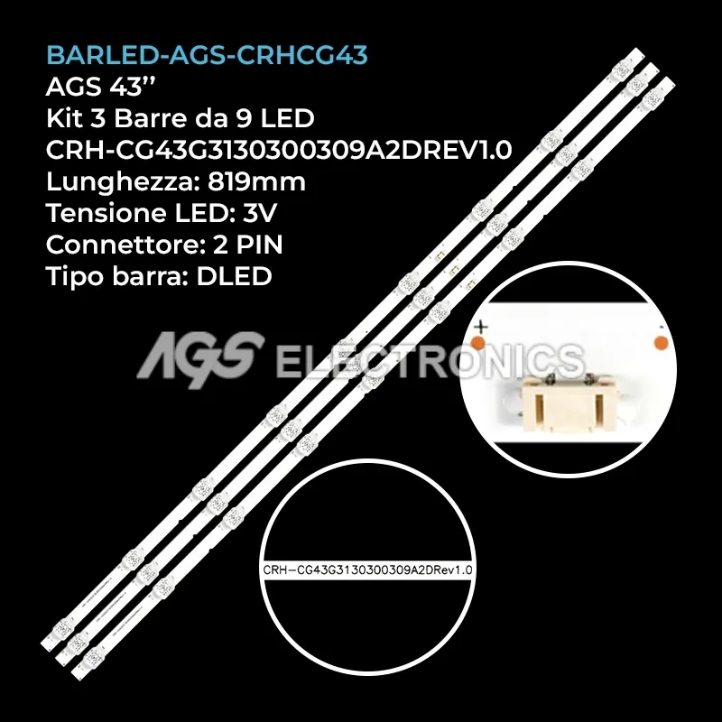 kit 3 barre LED retroilluminazione per Aiwa 43 pollici modello LED437UHD