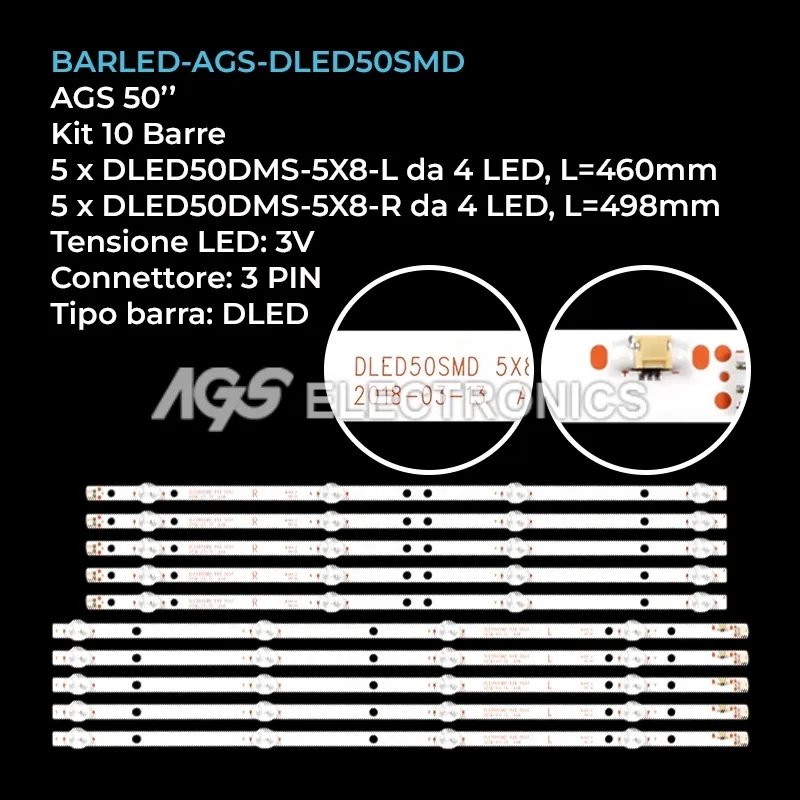 kit 10 barre LED retroilluminazione per Onn 50 pollici modello DLED50S