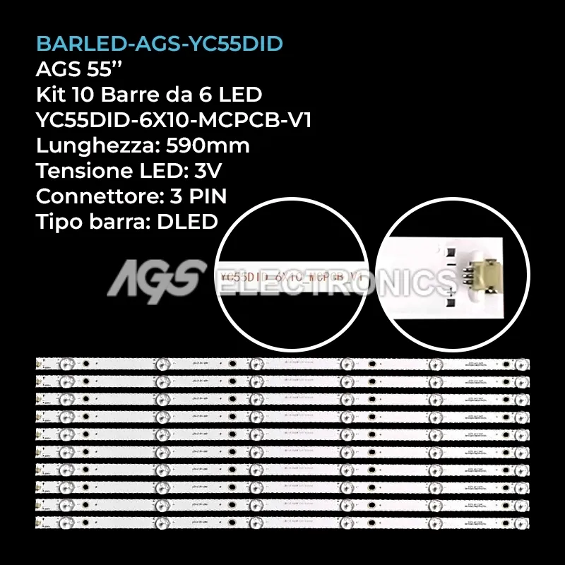 kit 10 barre LED retroilluminazione per Ags 55 pollici modello LDS550GB