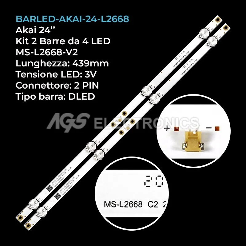 kit 2 barre LED retroilluminazione per Vinchi 24 pollici modello LE24Z1