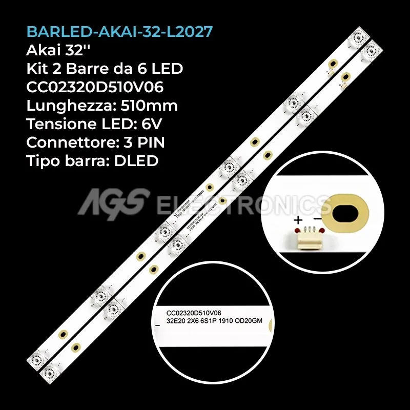 kit 2 barre LED retroilluminazione per Hyundai 32 pollici modello H32P