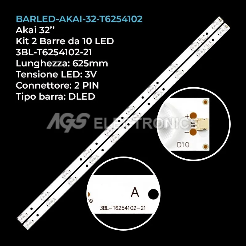 kit 2 barre LED retroilluminazione per Jvc 32 pollici modello LT32C365
