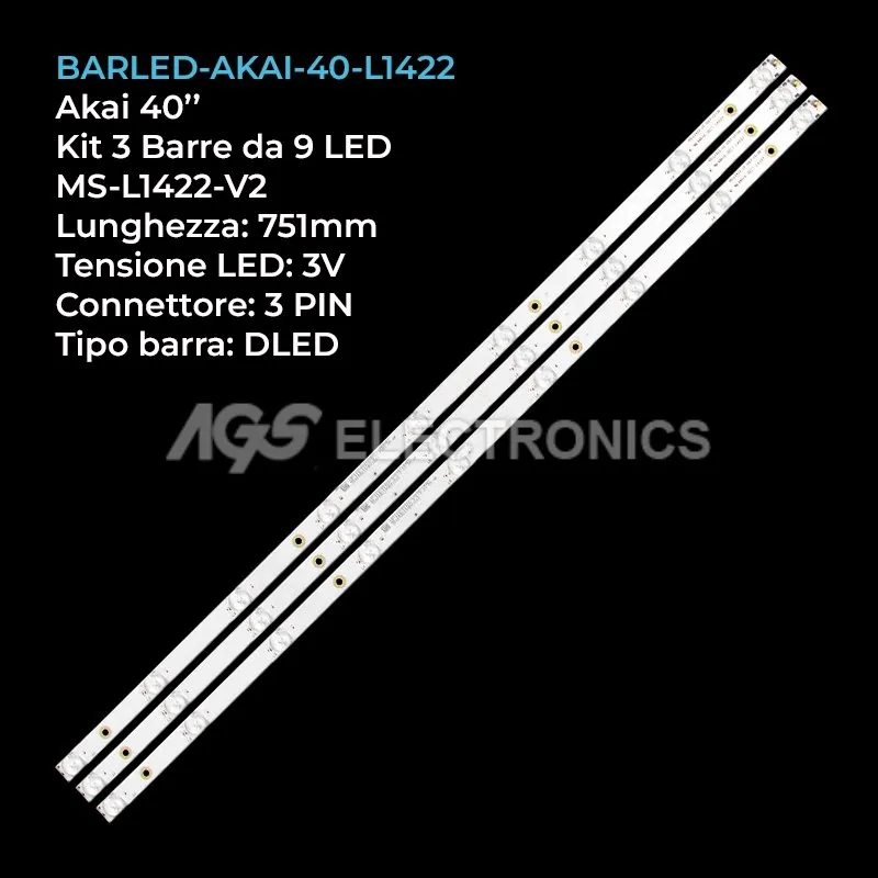 kit 3 barre LED retroilluminazione per Smartech 40 pollici modello LE4019N