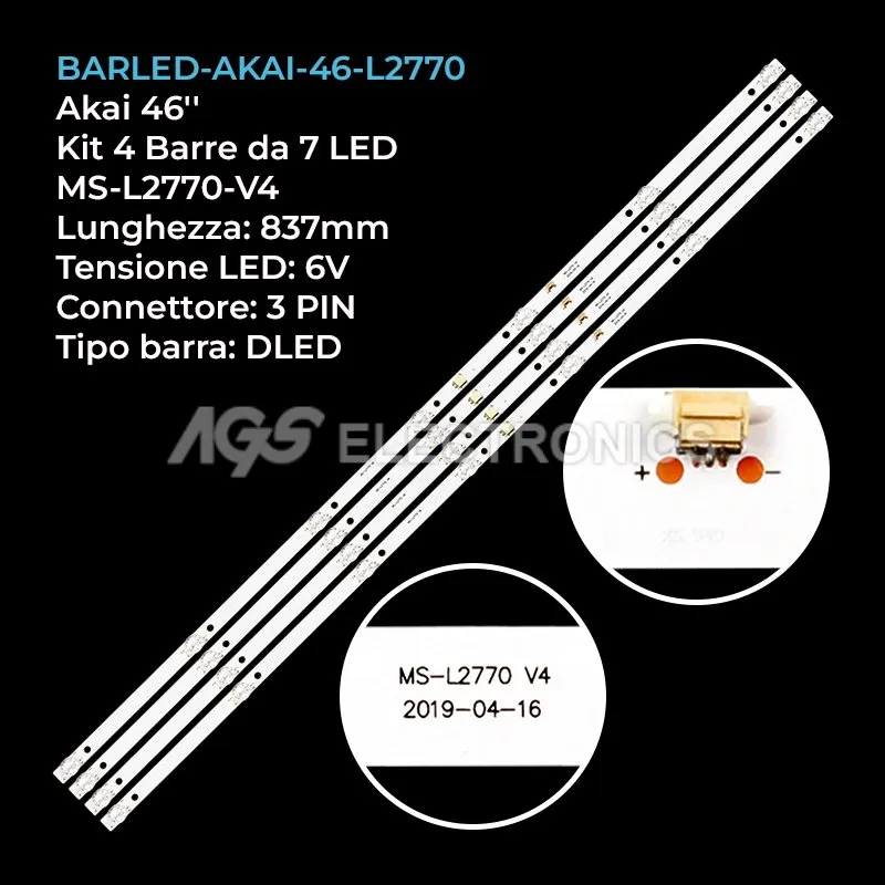 kit 4 barre LED retroilluminazione per QBELL 46 pollici modello QT45WX83