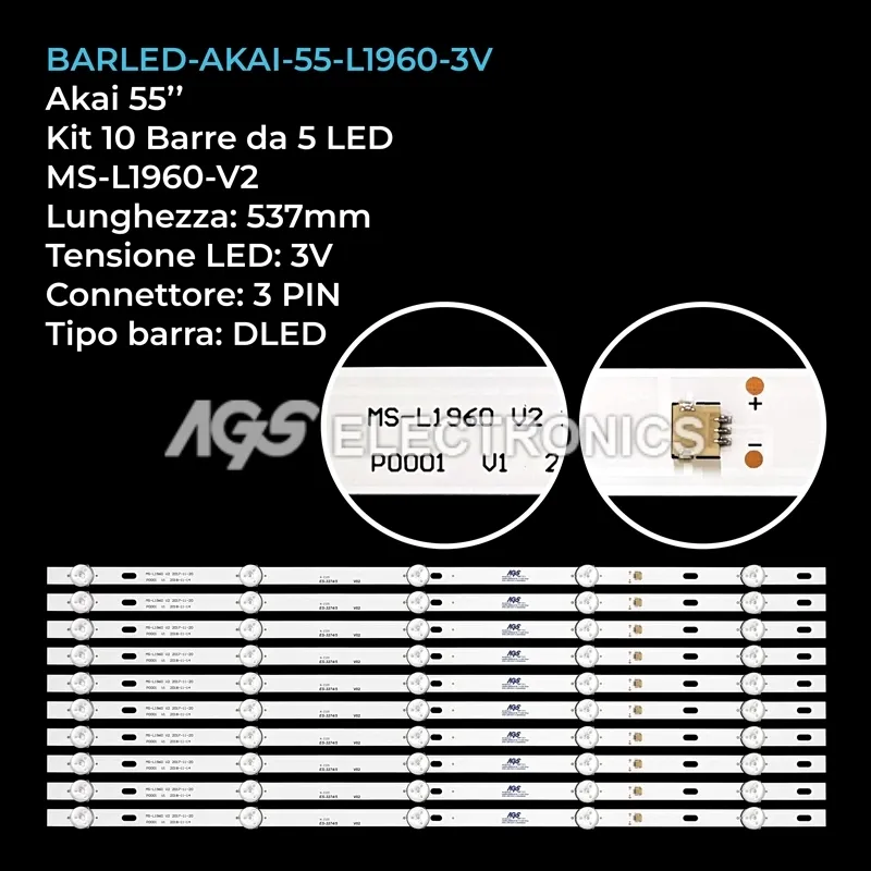 kit 10 barre LED retroilluminazione per Samsung 55 pollici pannello LSC550FN19W