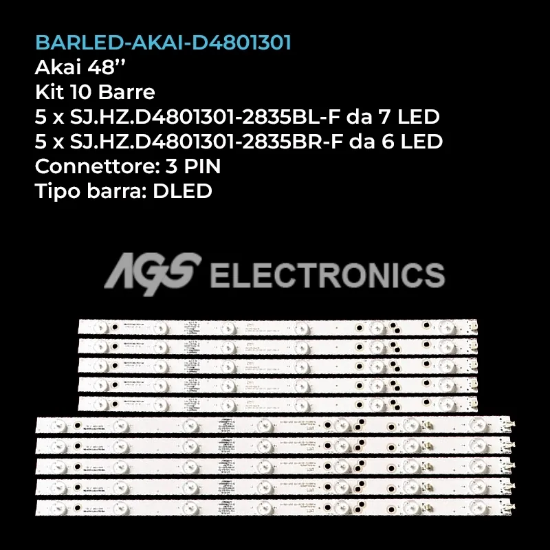 kit 10 barre LED retroilluminazione per Akai 48 pollici modello AKTV491