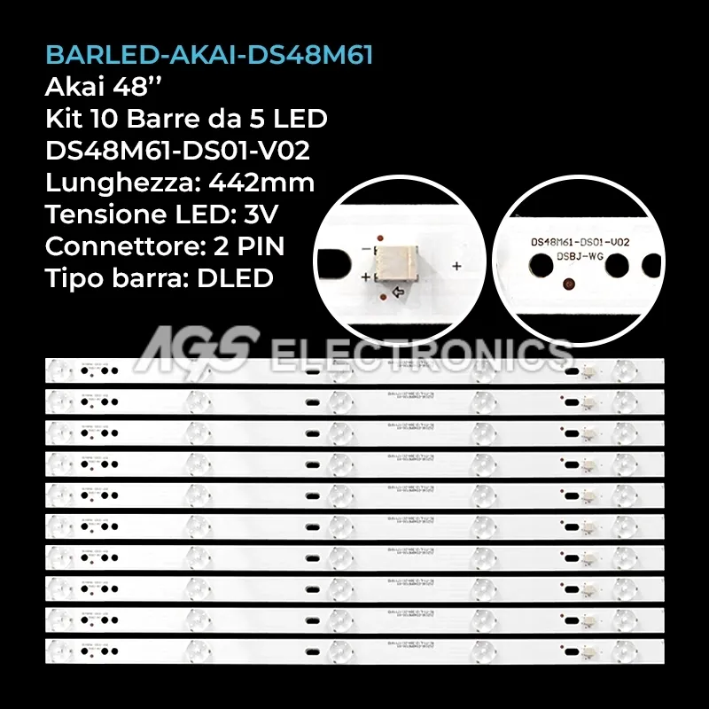 kit 10 barre LED retroilluminazione per Zephir 48 pollici modello ZVS48HD