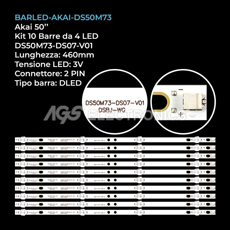 kit 10 barre LED retroilluminazione per Akai 50 pollici modello LSC490FN03W