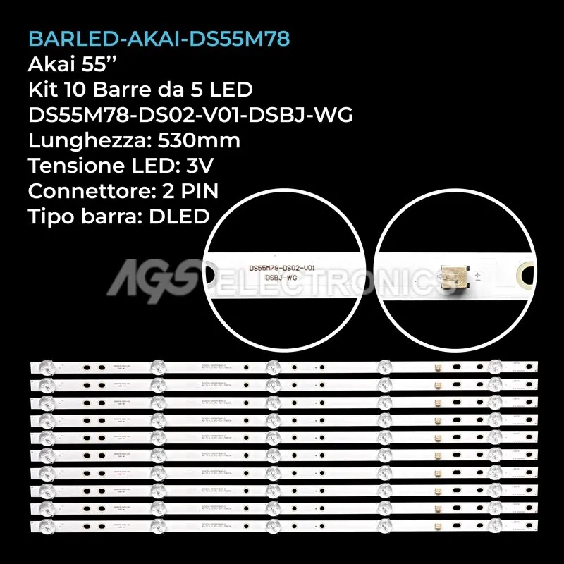 kit 10 barre LED retroilluminazione per Zephir 55 pollici modello ZVS55UHD