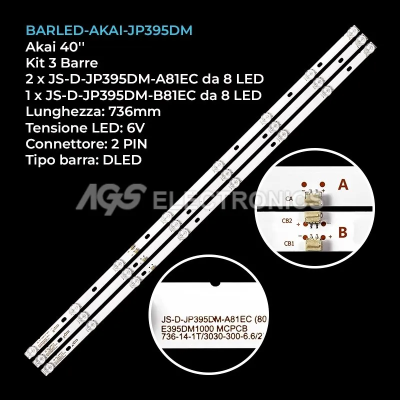 kit 3 barre LED retroilluminazione per Crown 40 pollici modello 40T21100