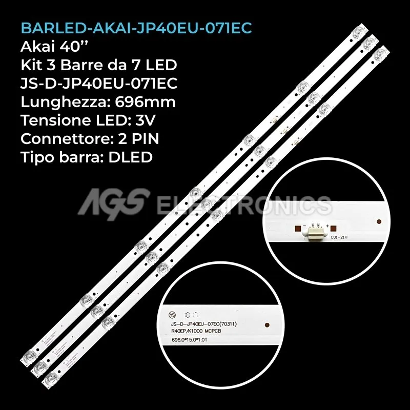 kit 3 barre LED retroilluminazione per Supra 40 pollici modello STVLC40ST660FL