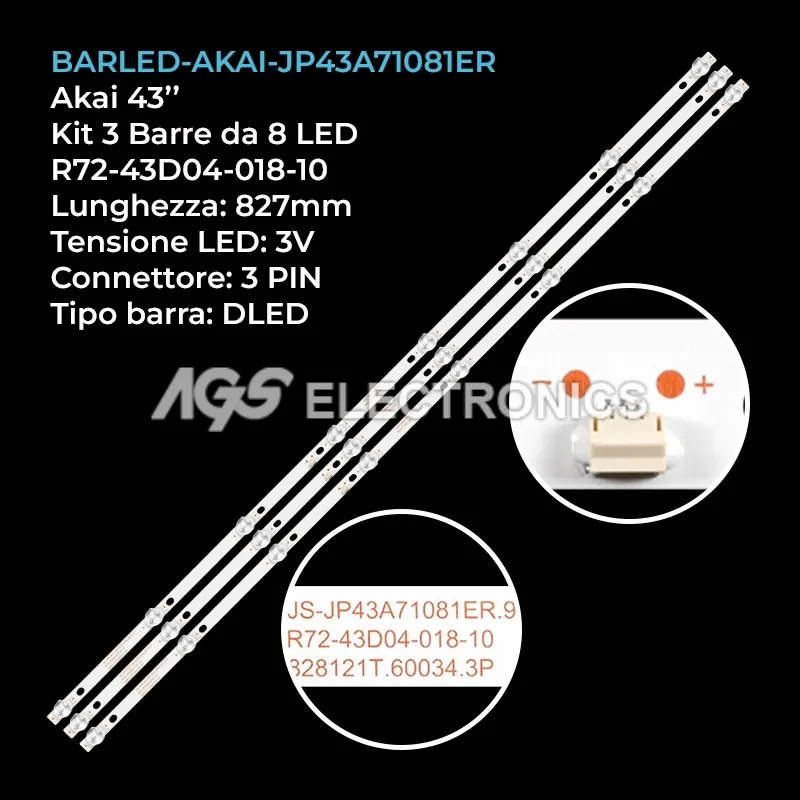 kit 3 barre LED retroilluminazione per TD-System 43 pollici modello K43DLJ10US