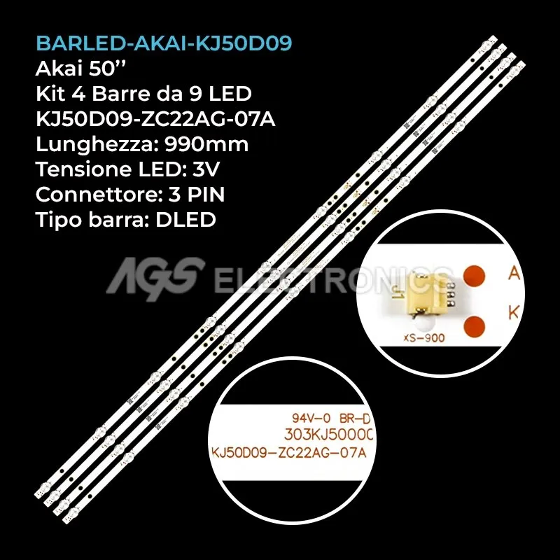 kit 4 barre LED retroilluminazione per Zephir 50 pollici modello ZVD50UHD