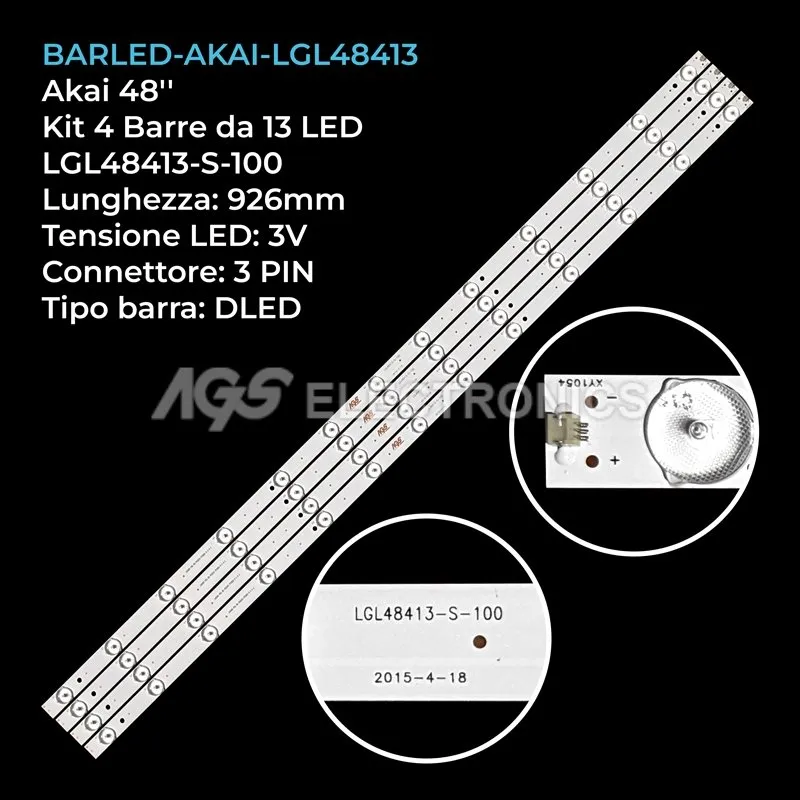 kit 4 barre LED retroilluminazione per Master 48 pollici modello TL482