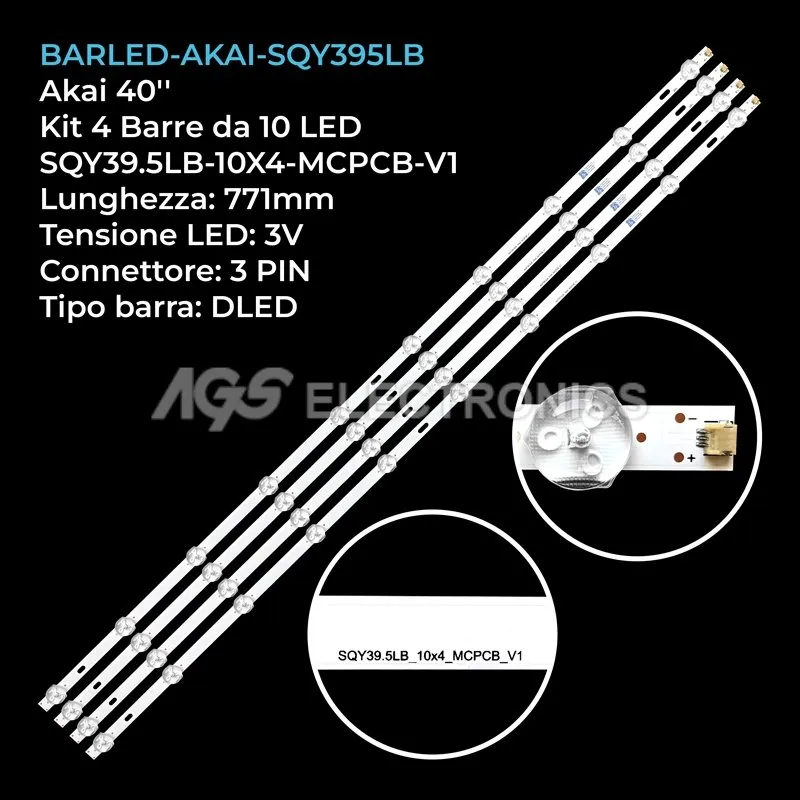 kit 4 barre LED retroilluminazione per Akai 40 pollici modello AKTV405TS