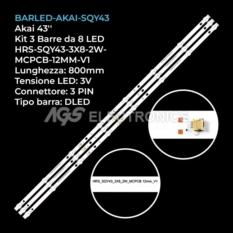 kit 3 barre LED retroilluminazione per Kroms 43 pollici modello KS43SMT