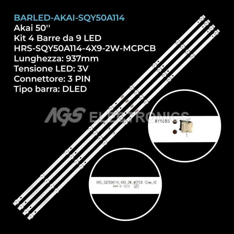 kit 4 barre LED retroilluminazione per Akai 50 pollici modello AKTV5036S