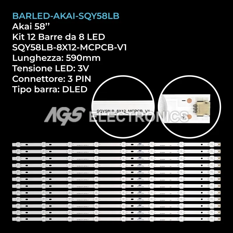 kit 12 barre LED retroilluminazione per Rca 58 pollici modello RHOS581SMD
