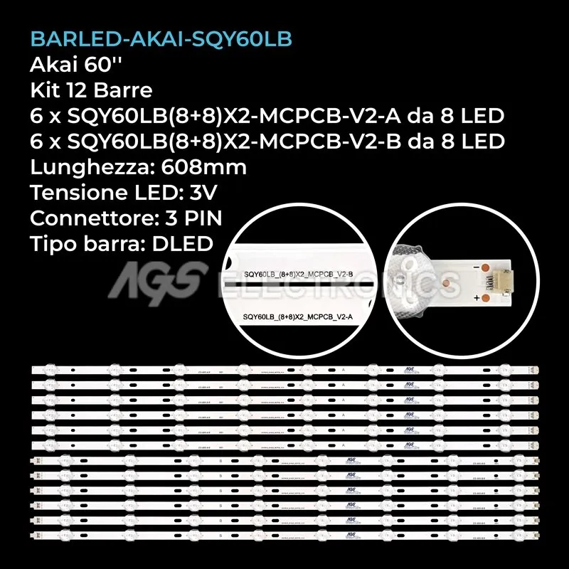 kit 12 barre LED retroilluminazione per Rca 60 pollici modello RLED6090