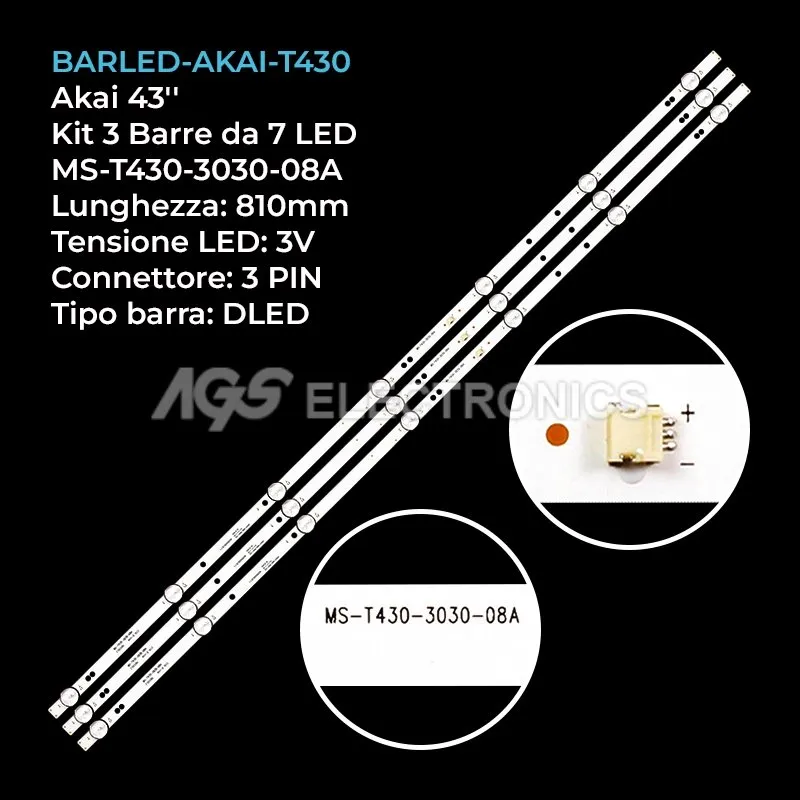 kit 3 barre LED retroilluminazione per Neo 43 pollici modello LED4341