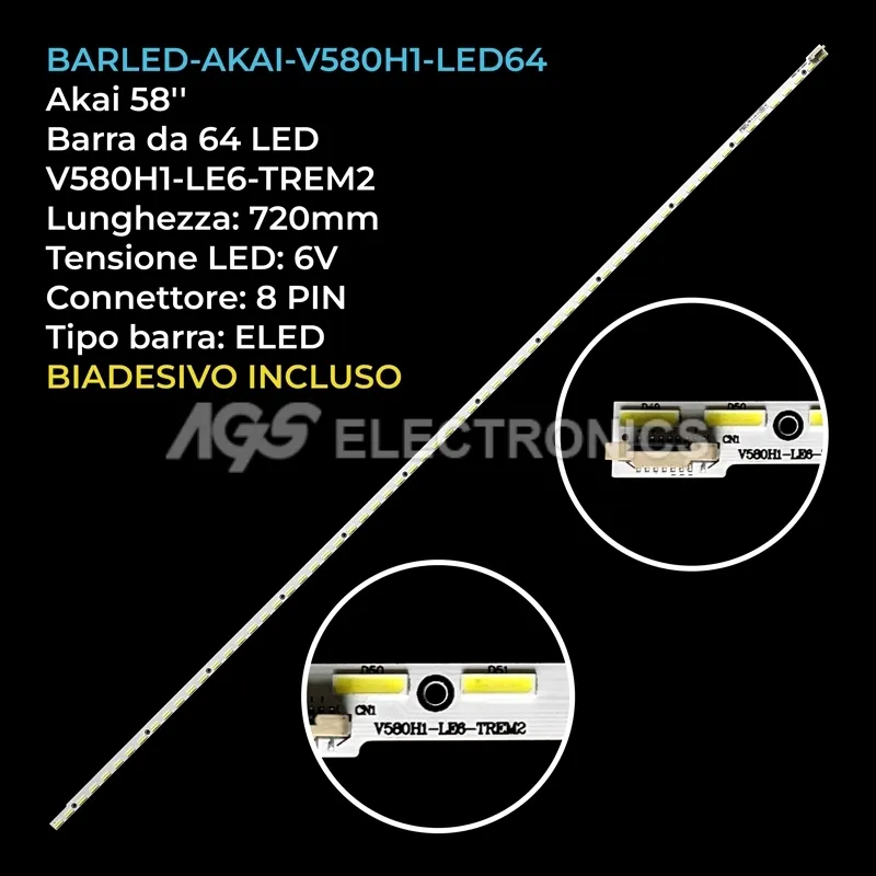 kit 1 barre LED retroilluminazione per Changhong 58 pollici modello LED58C3000ID