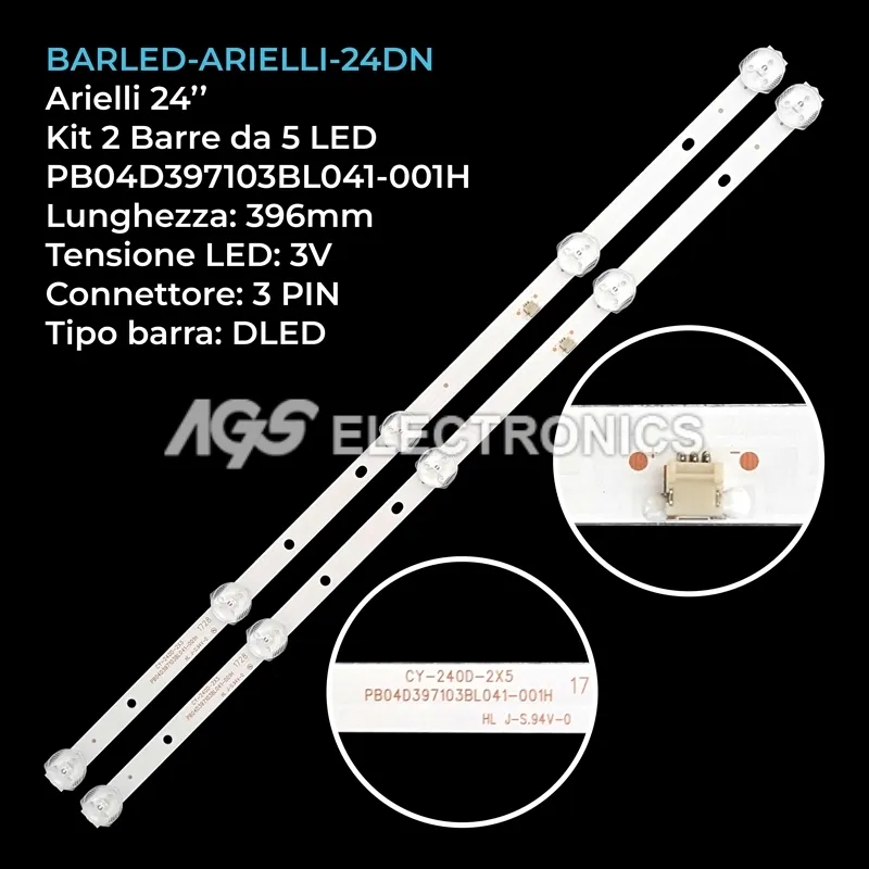 kit 2 barre LED retroilluminazione per Sunny 24 pollici modello SN024LD071S2