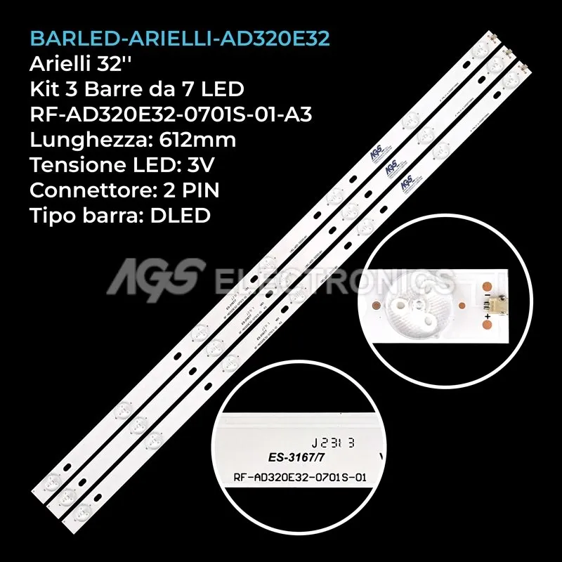 kit 3 barre LED retroilluminazione per Trevi 32 pollici modello T32LEDE12
