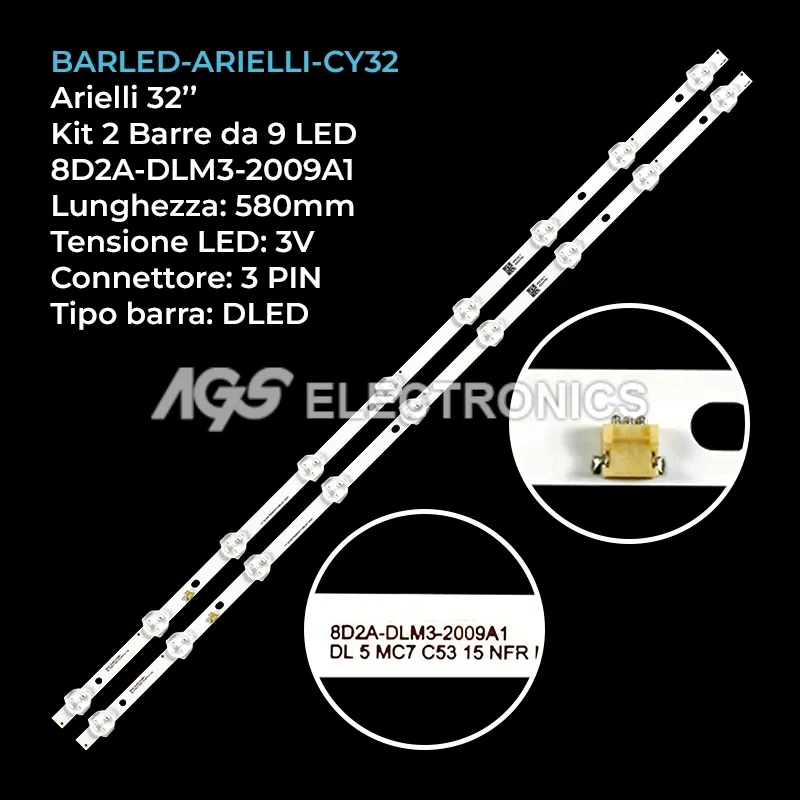kit 2 barre LED retroilluminazione per Arielli 32 pollici modello LED32DN5T2
