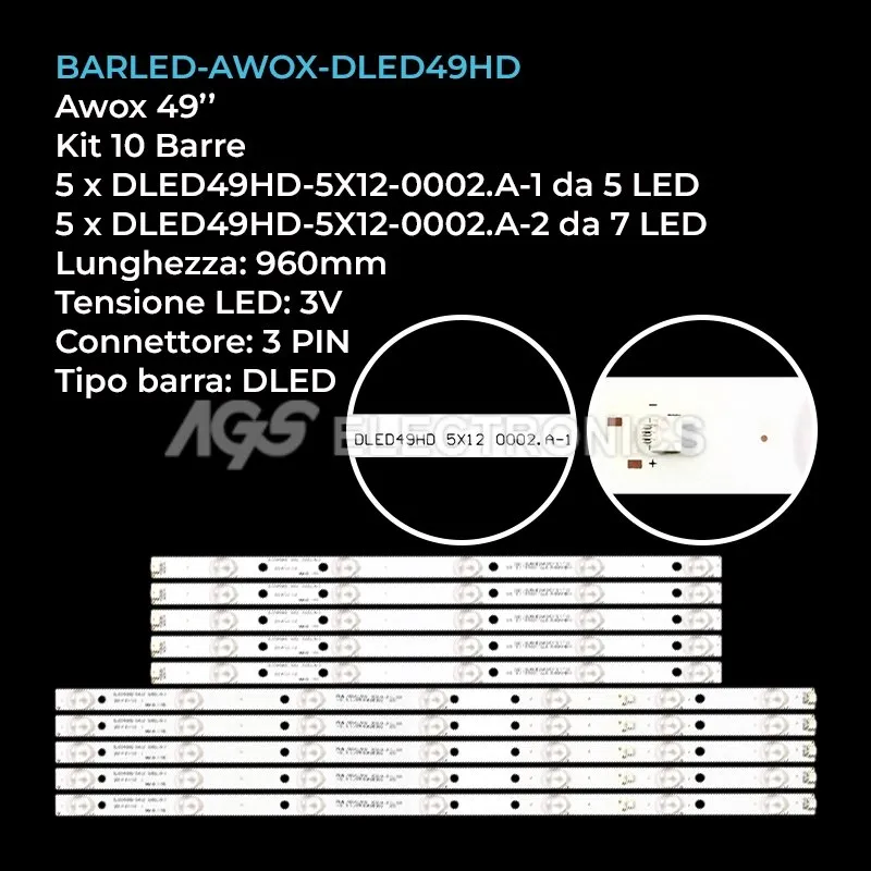 kit 10 barre LED retroilluminazione per LG 49 pollici pannello LC490DUJSGE3