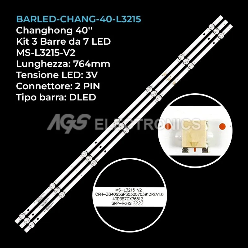 kit 3 barre LED retroilluminazione per ChiQ 40 pollici modello L40H7A