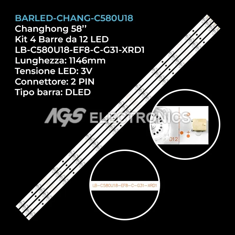 kit 4 barre LED retroilluminazione per Philco 58 pollici modello PTV58F60