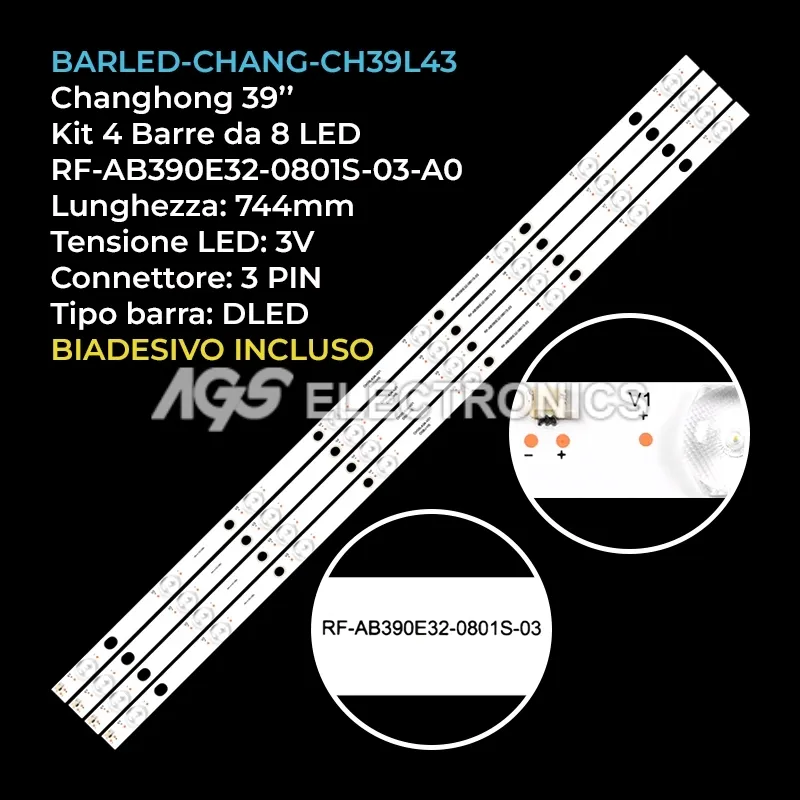 kit 4 barre LED retroilluminazione per Hitachi 39 pollici modello LE39A309