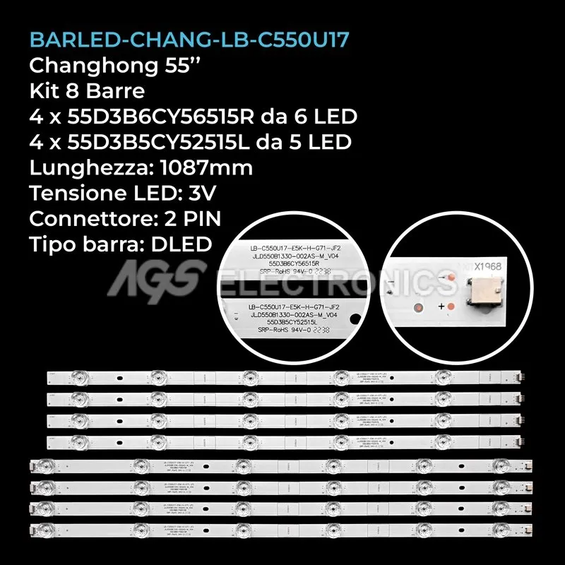 kit 8 barre LED retroilluminazione per Philco 55 pollici modello PTV55G50
