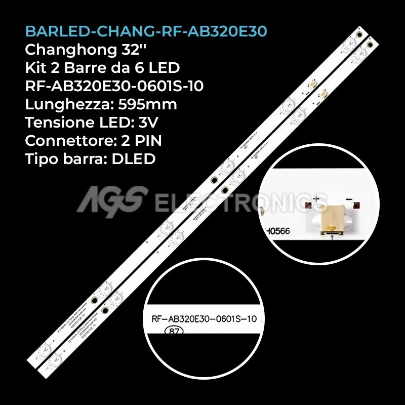 kit 2 barre LED retroilluminazione per United 32 pollici modello LED32E30RH