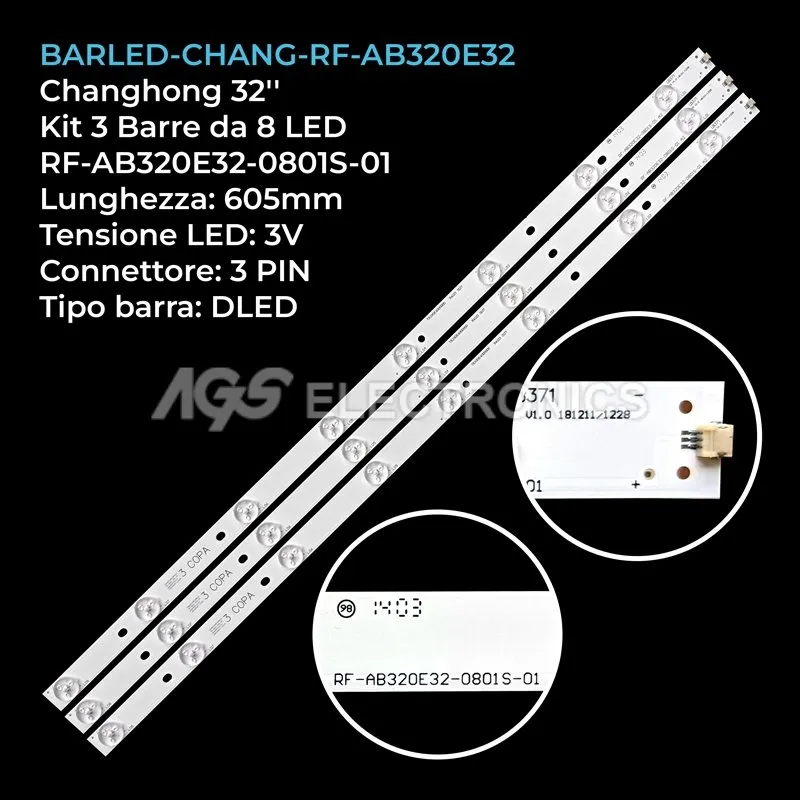 kit 3 barre LED retroilluminazione per Saba 32 pollici modello LED32TC3300E