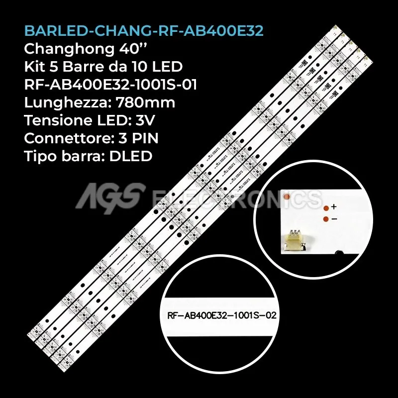 kit 5 barre LED retroilluminazione per Bravis 40 pollici modello LED40D1100B
