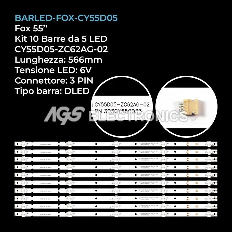 kit 10 barre LED retroilluminazione per Morio 55 pollici modello MR55900