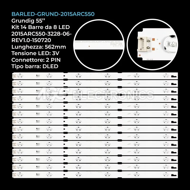 kit 14 barre LED retroilluminazione per Grundig 55 pollici modello 55VLE6620B