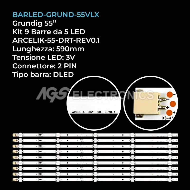 kit 9 barre LED retroilluminazione per Grundig 55 pollici modello A55L