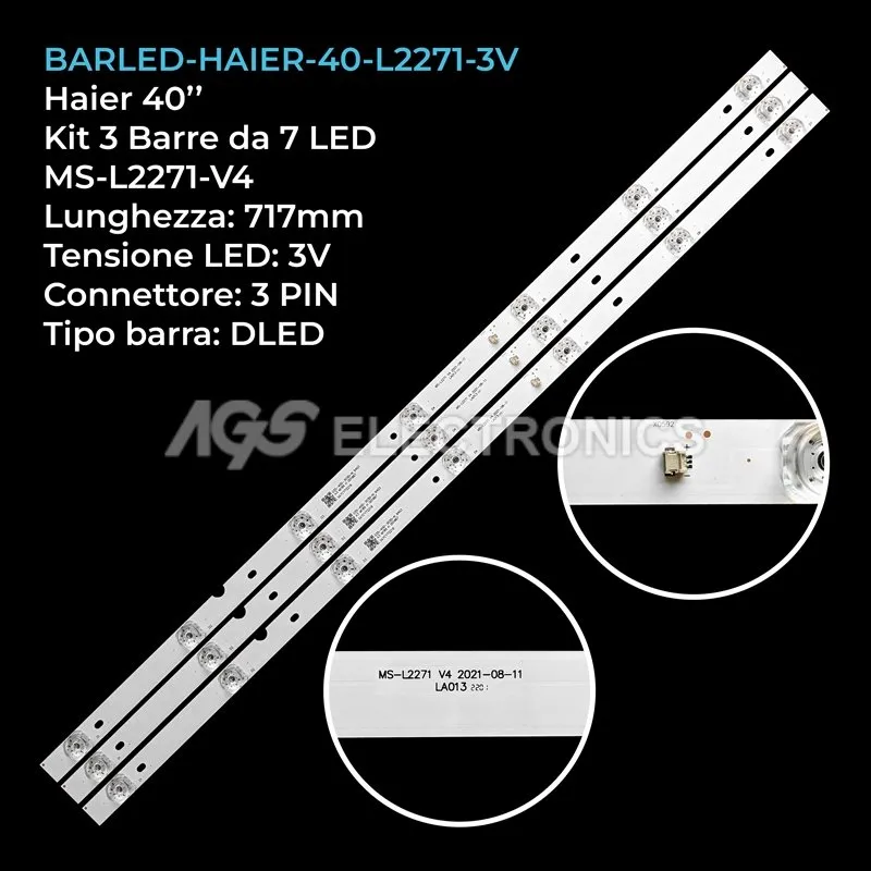kit 3 barre LED retroilluminazione per Pioneer 40 pollici modello LED40B670P