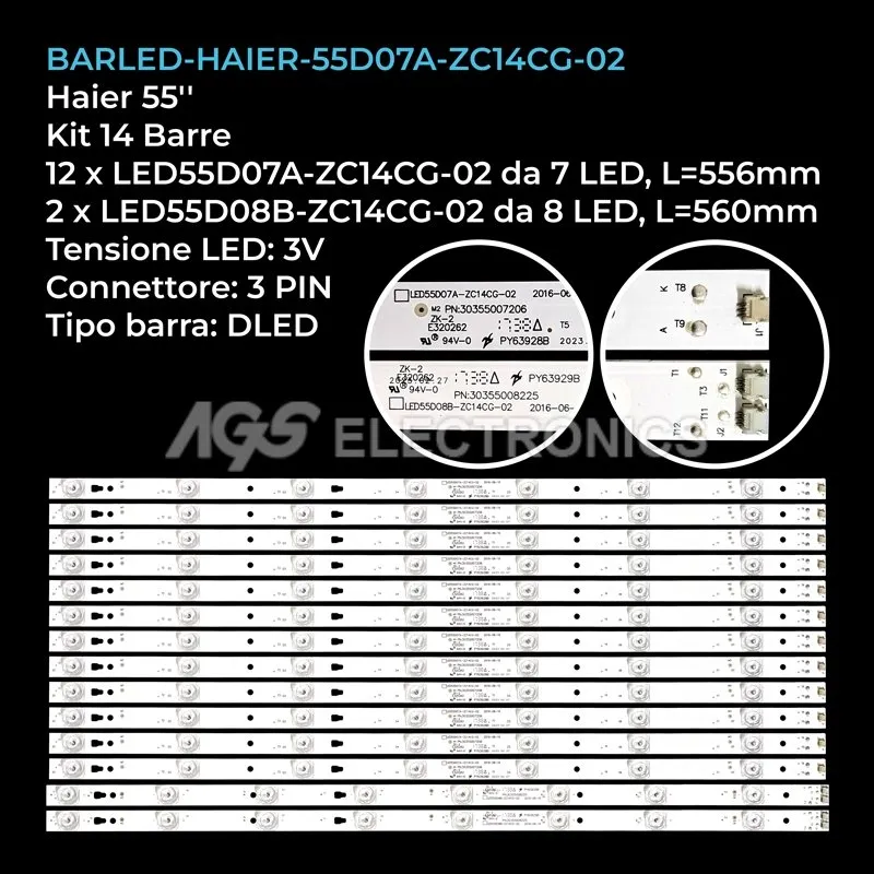 kit 14 barre LED retroilluminazione per TCL 55 pollici modello LE55D8810