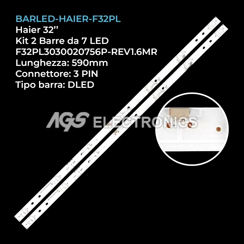 kit 2 barre LED retroilluminazione per Haier 32 pollici modello LE32B510X
