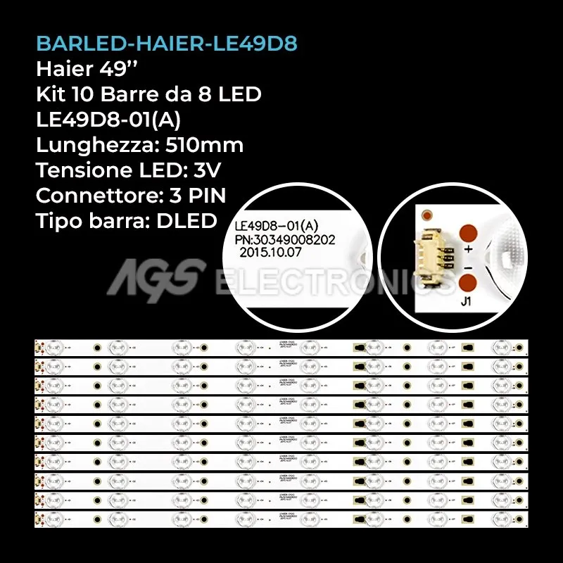 kit 10 barre LED retroilluminazione per LG 49 pollici pannello LC490DUJSGE3
