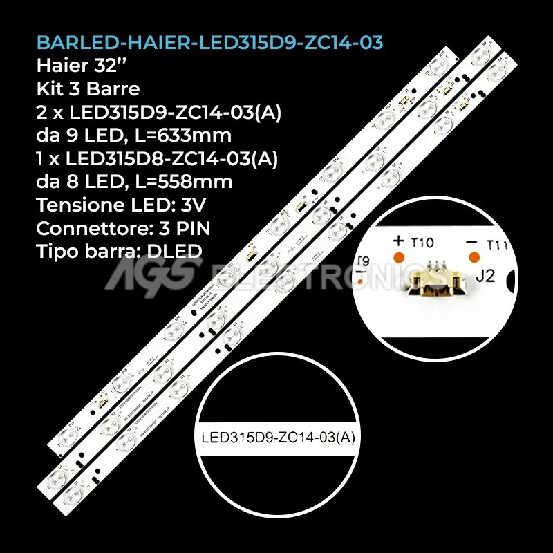 kit 3 barre LED retroilluminazione per TCL 32 pollici modello LE32F8210
