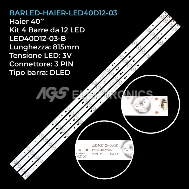 kit 4 barre LED retroilluminazione per Strong 40 pollici modello STR40FZ4003N