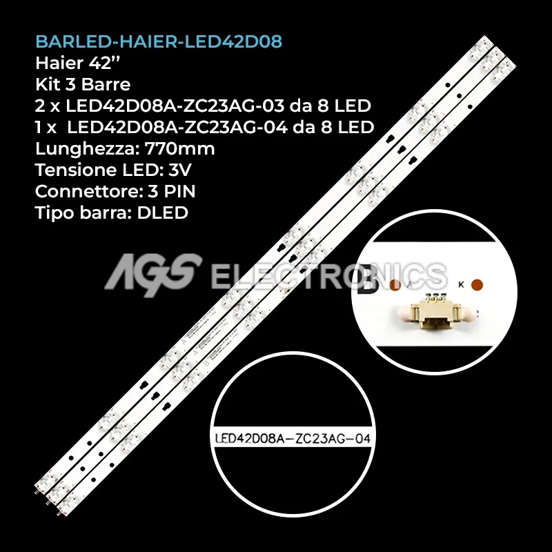 kit 3 barre LED retroilluminazione per Jvc 42 pollici modello LT43MAW595