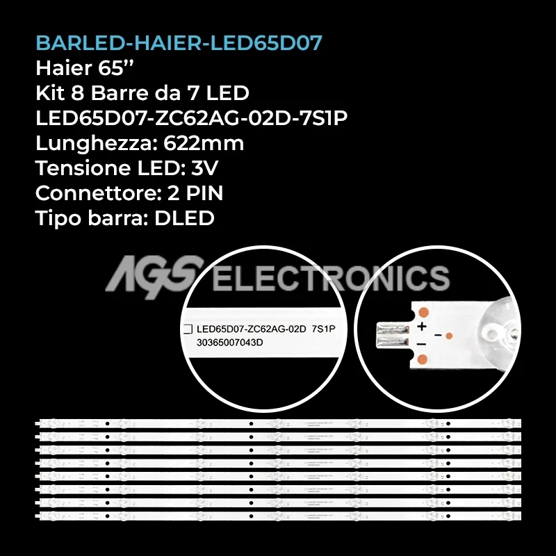 kit 8 barre LED retroilluminazione per Sharp 65 pollici modello 65FN2EA