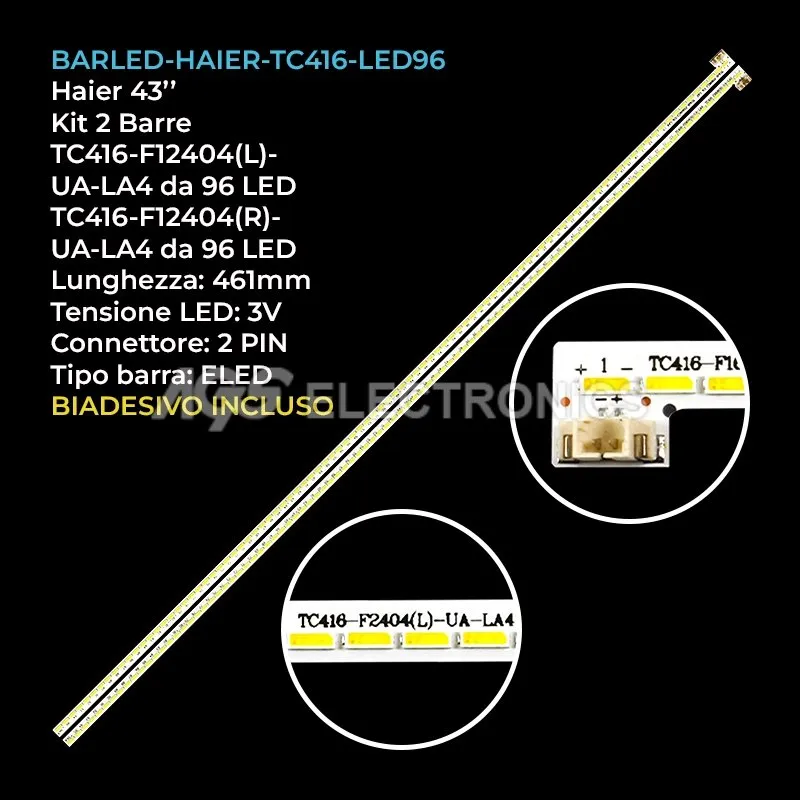 kit 2 barre LED retroilluminazione per Haier 43 pollici modello E42LX9101